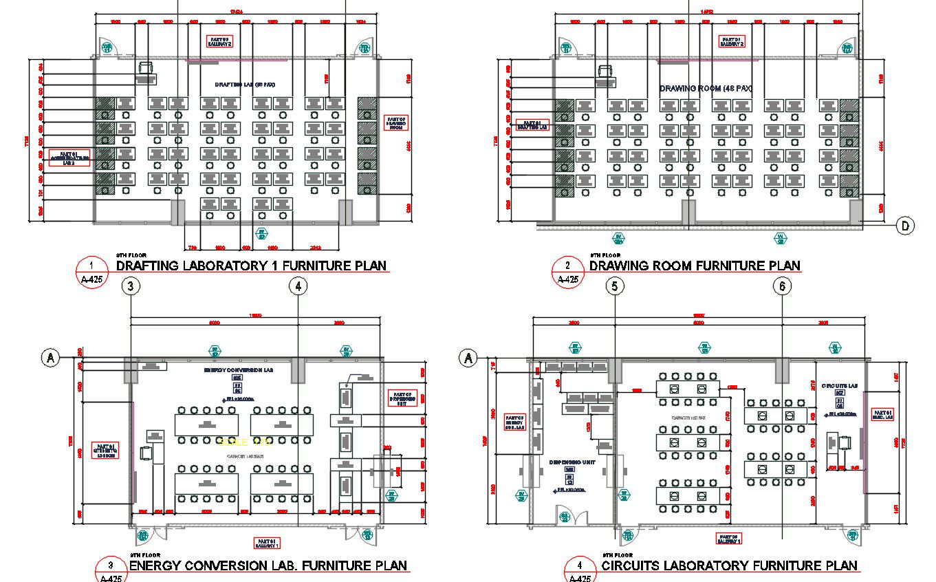 Drafting Room Furniture Plan AutoCAD File