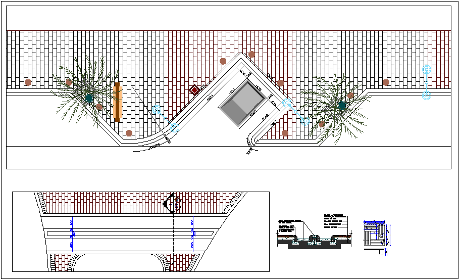 Drain Chanel and tree grate construction detail dwg file