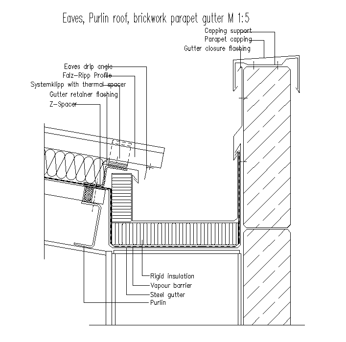 Drain Roof With Rigid insulation Section CAD Drawing Free Download DWG File