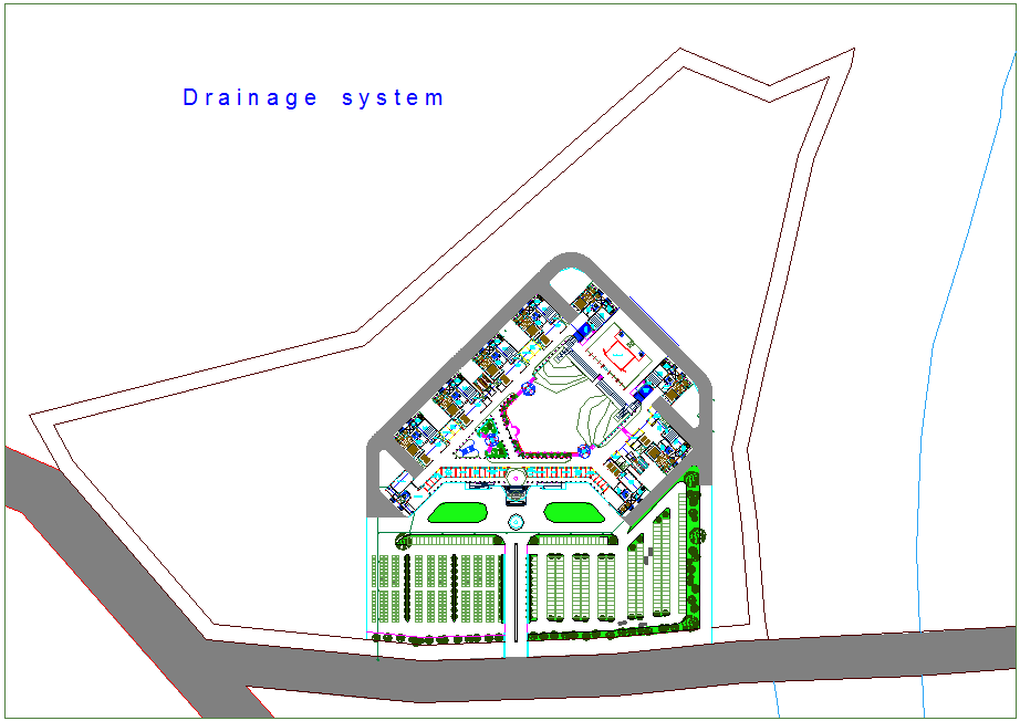 Drainage system for court design dwg file