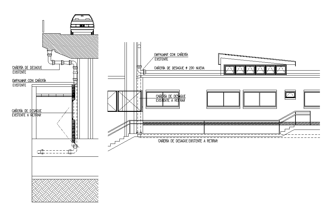 Drainage Pipe Line Section DWG CAD Layout for Civil Engineering