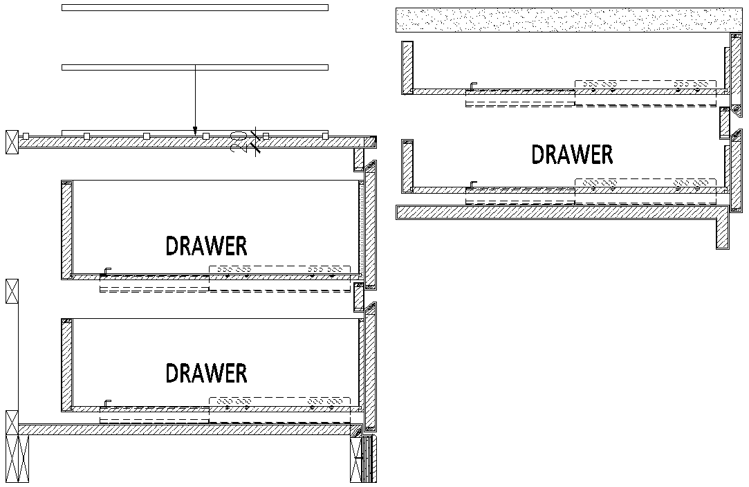 Drawer Design DWG Plan with Sections for Modern Interior Projects