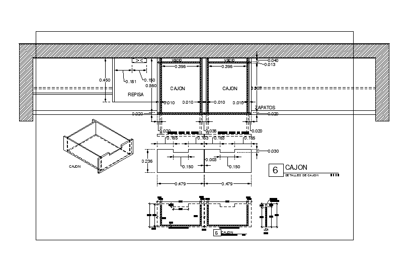 Drawer top plan drawing detail defined in this cad drawing file. Download this 2d AutoCAD drawing file.