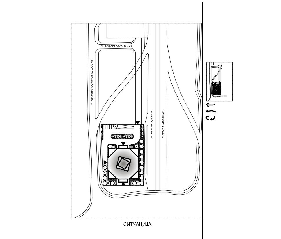 Drawing detail of Hotel building area dwg file