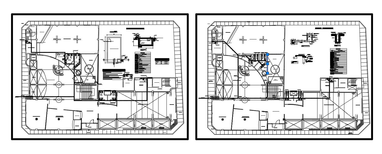 Drawing layout 2d floor plan of building dwg autocad file
