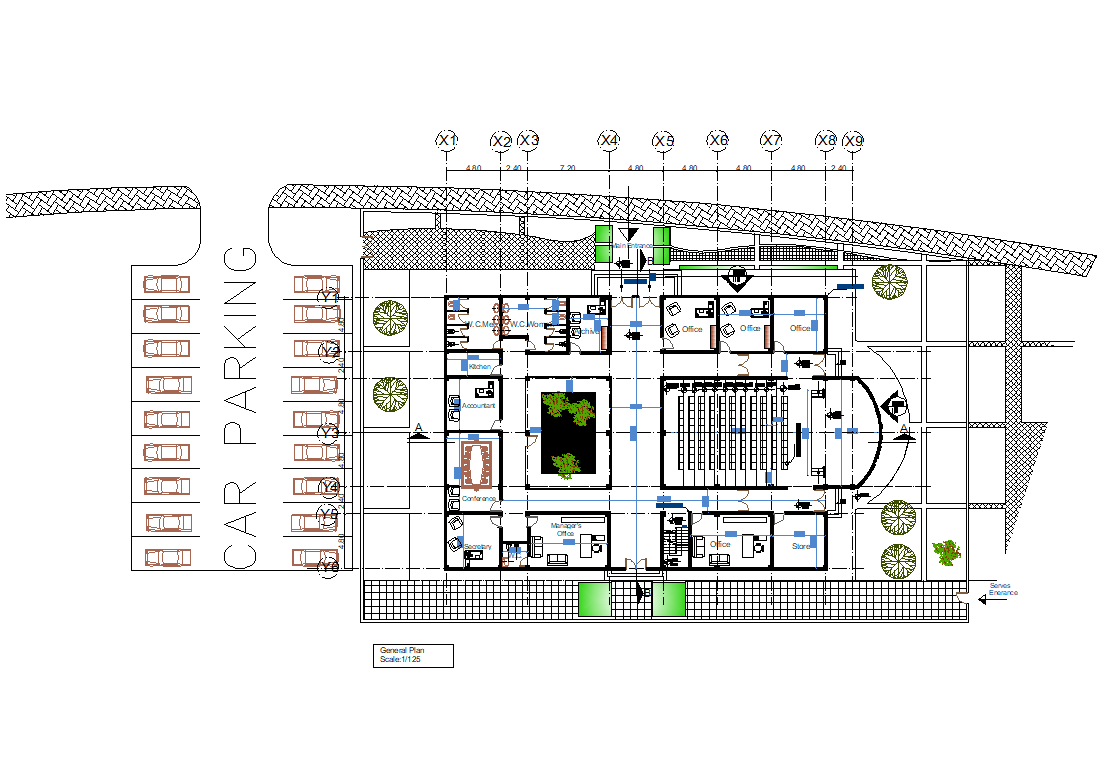 Explore Commercial Building Design Plan in DWG CAD Format