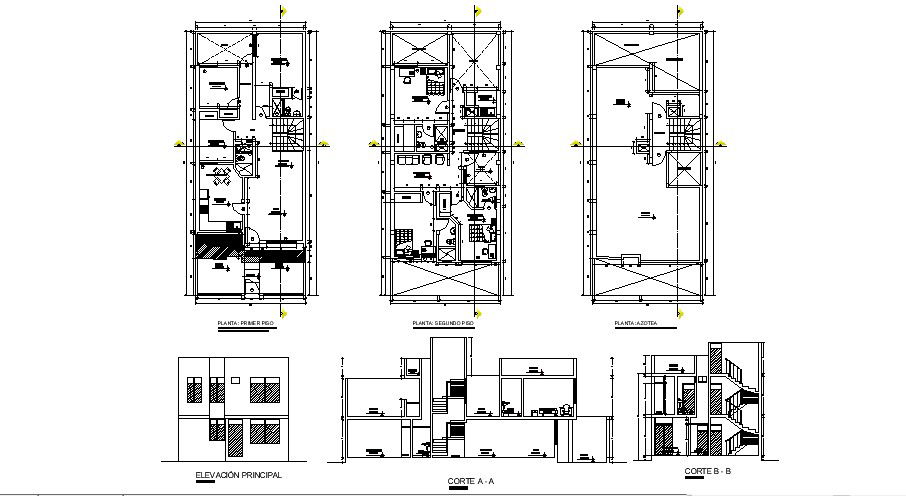 Drawing of House 7.50mtr x 18.00mtr in dwg file 