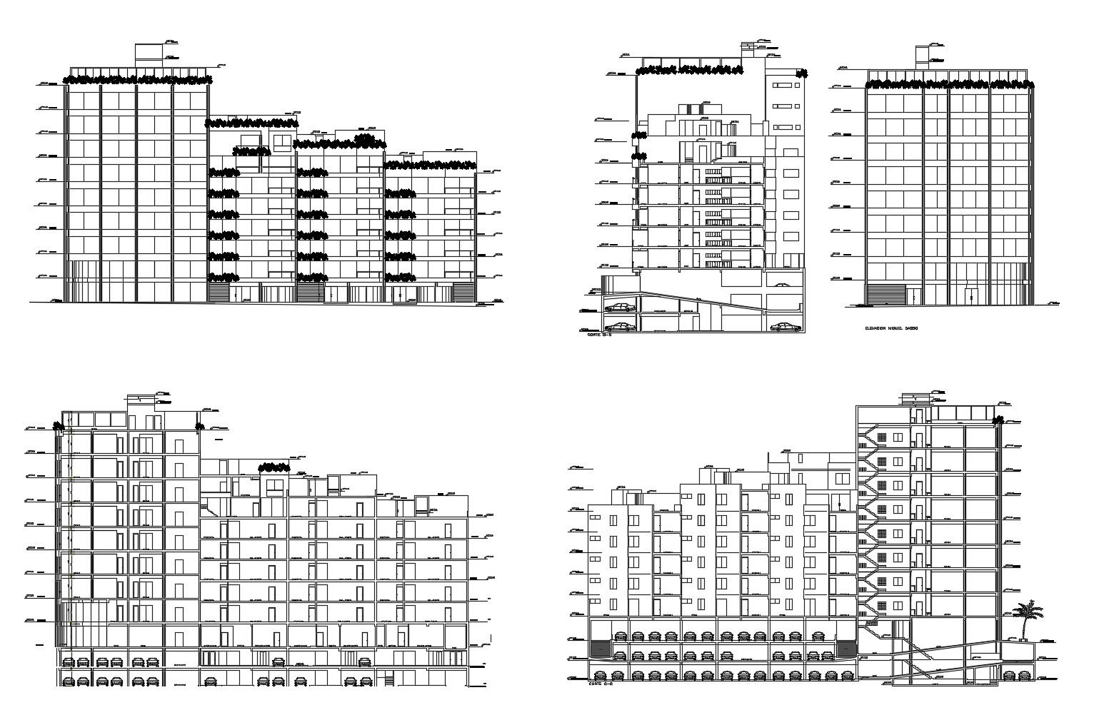 Residential building elevation details in AutoCAD file