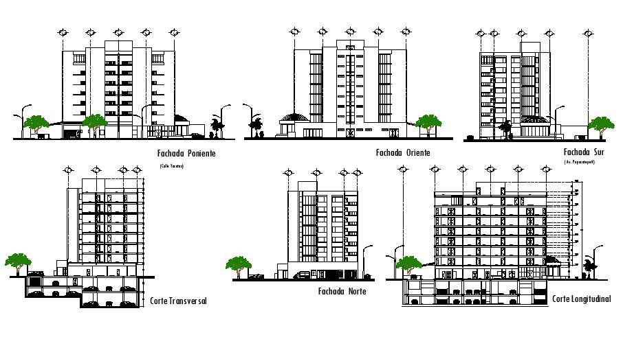 Drawing of Restaurant with section and elevation in dwg file