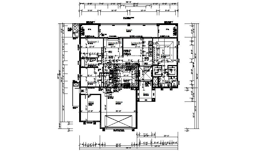 Drawing of a house with false ceiling layout in dwg file