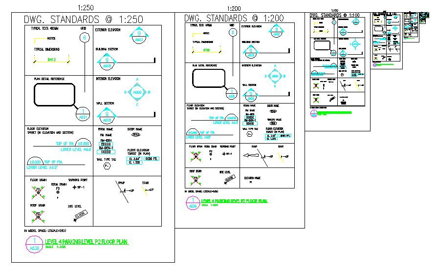 Drawing of architectural annotation and legend.