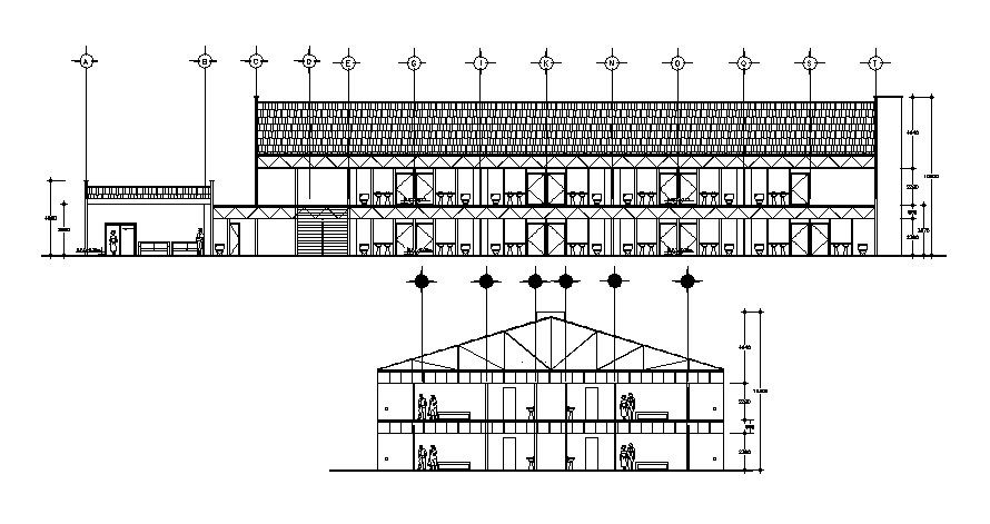 Drawing of building with detail dimension in AutoCAD