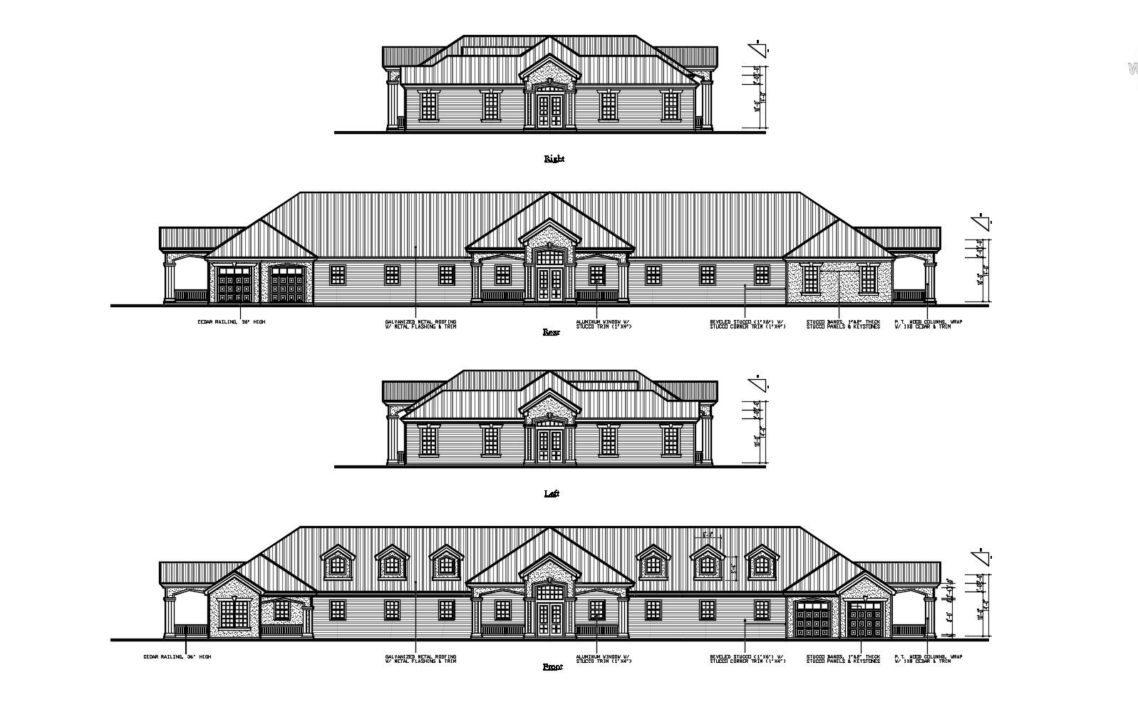 Drawing of building with different elevation in dwg file