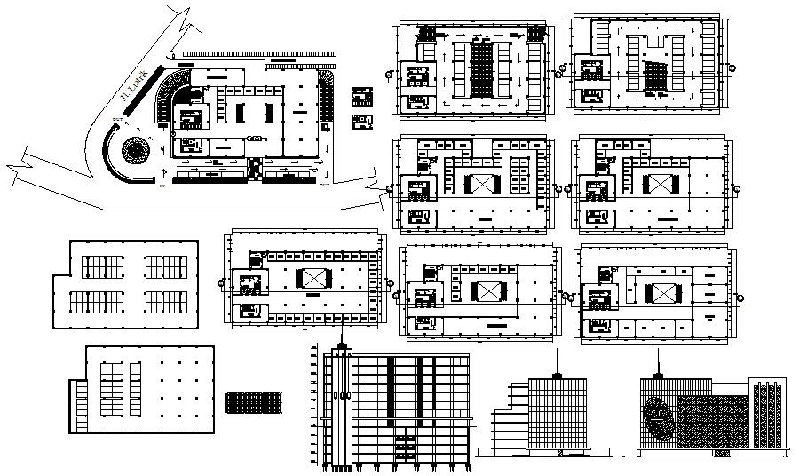 Drawing of complex design with a different section in dwg file