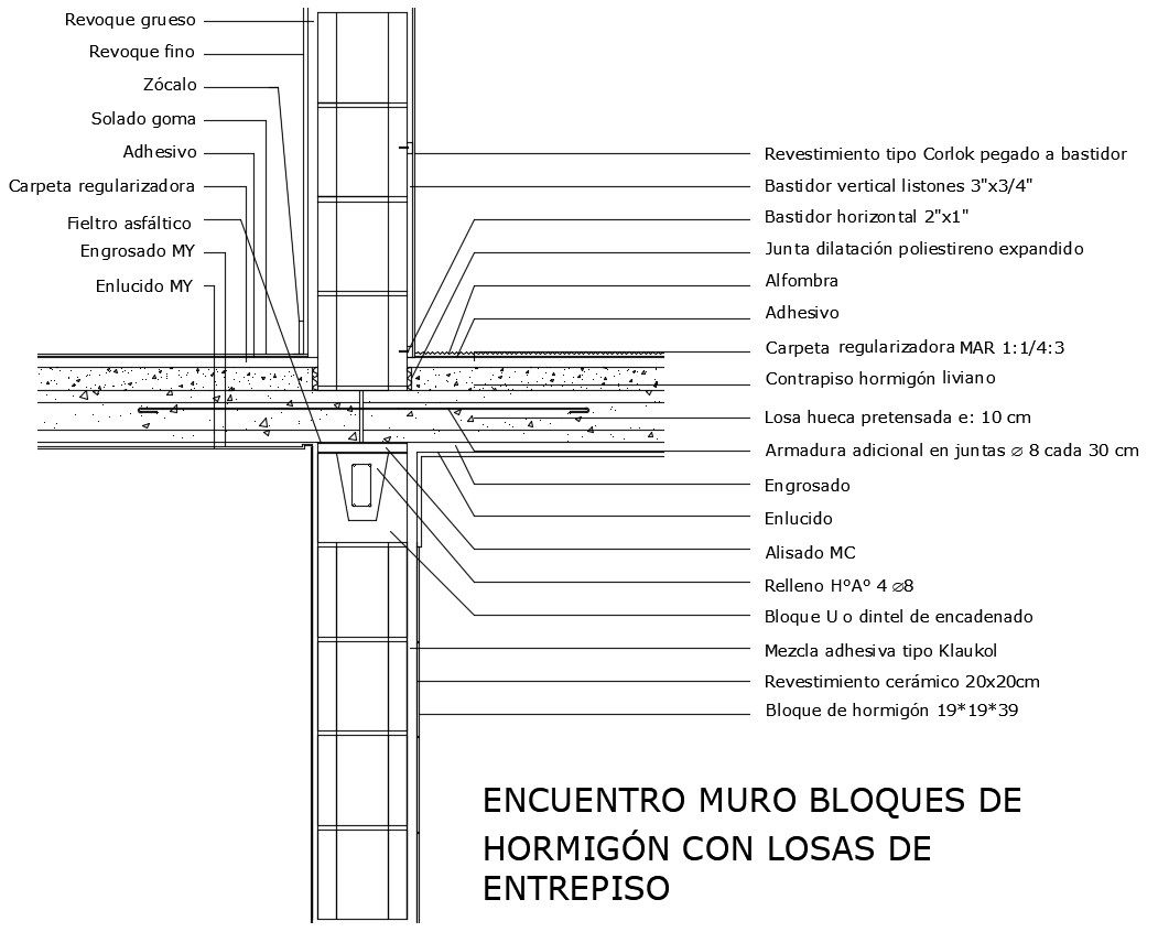 Drawing of concrete wall block design in dwg file