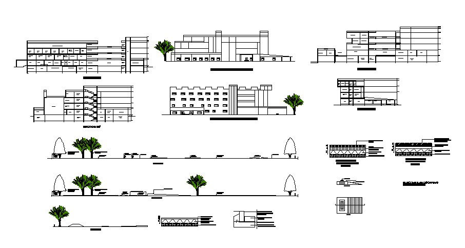 Drawing of eye hospital with landscaping details in autocad