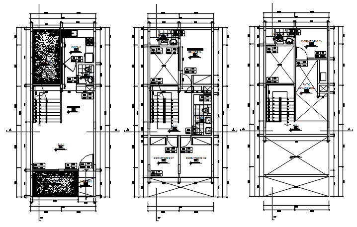 Drawing of house 5.00mtr x 13.00mtr with detail dimension in dwg file