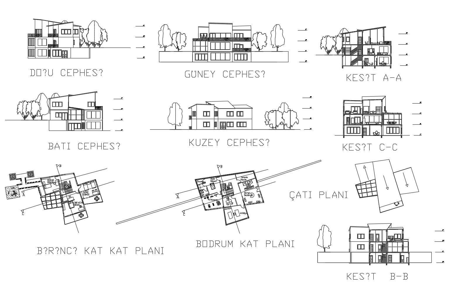 Drawing of house design with detail dimension in AutoCAD