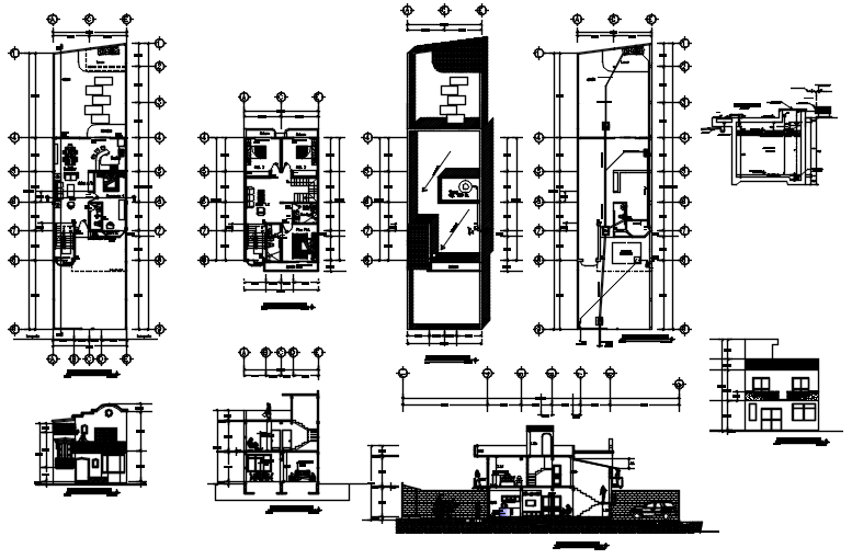 Drawing of house plan 7.50mtr x 28.00mtr with detail dimension in AutoCAD
