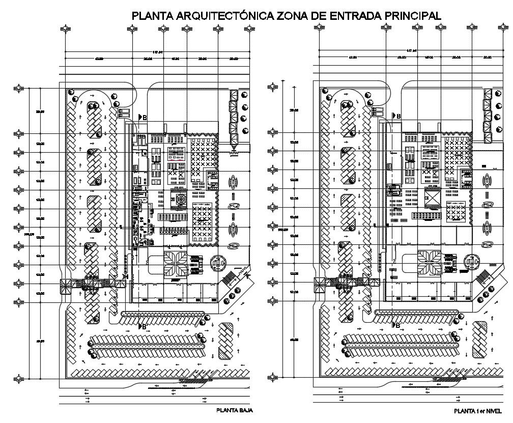 Drawing of mall design plan with detail dimension in autocad
