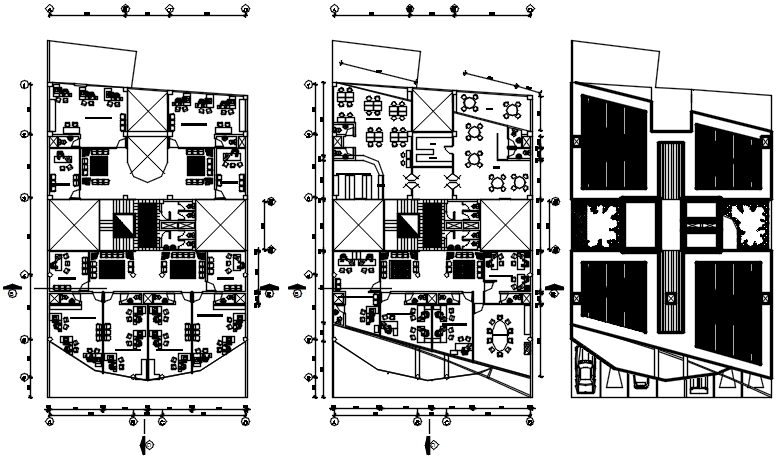 Drawing of office plan with detail dimension in dwg file