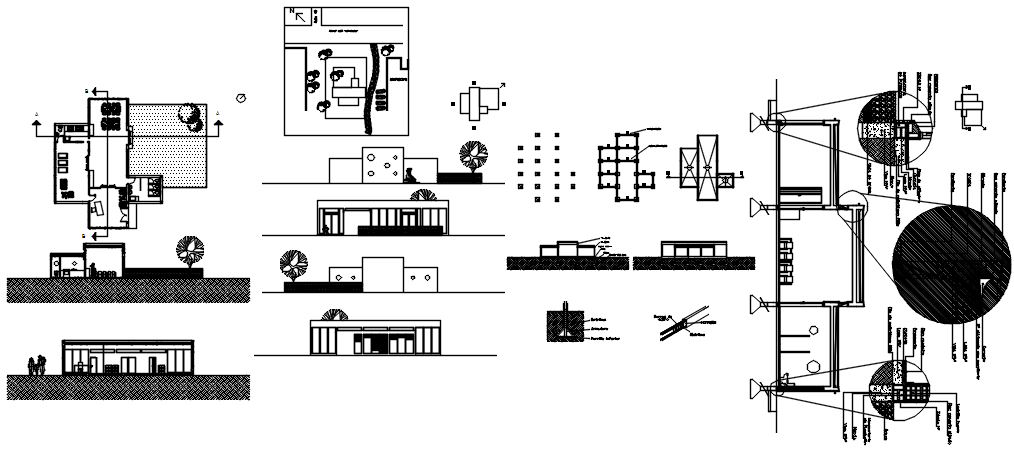 Drawing of office plan with foundation details in dwg file