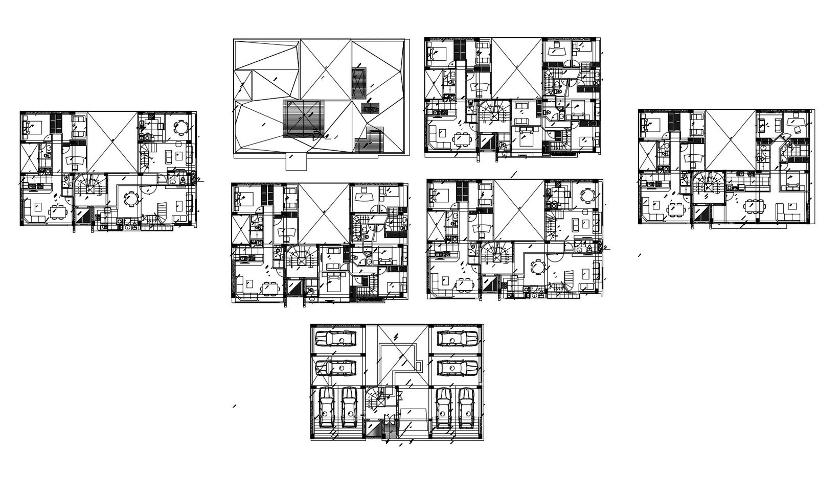 Drawing of residential house plan in dwg file
