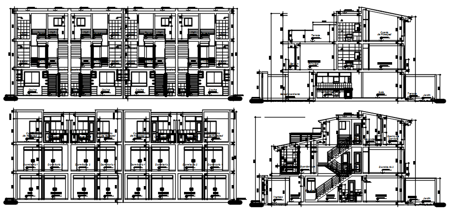 Drawing of residential house with detail dimension in dwg file