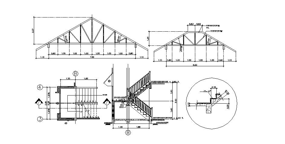 Drawing of staircase design in dwg file 