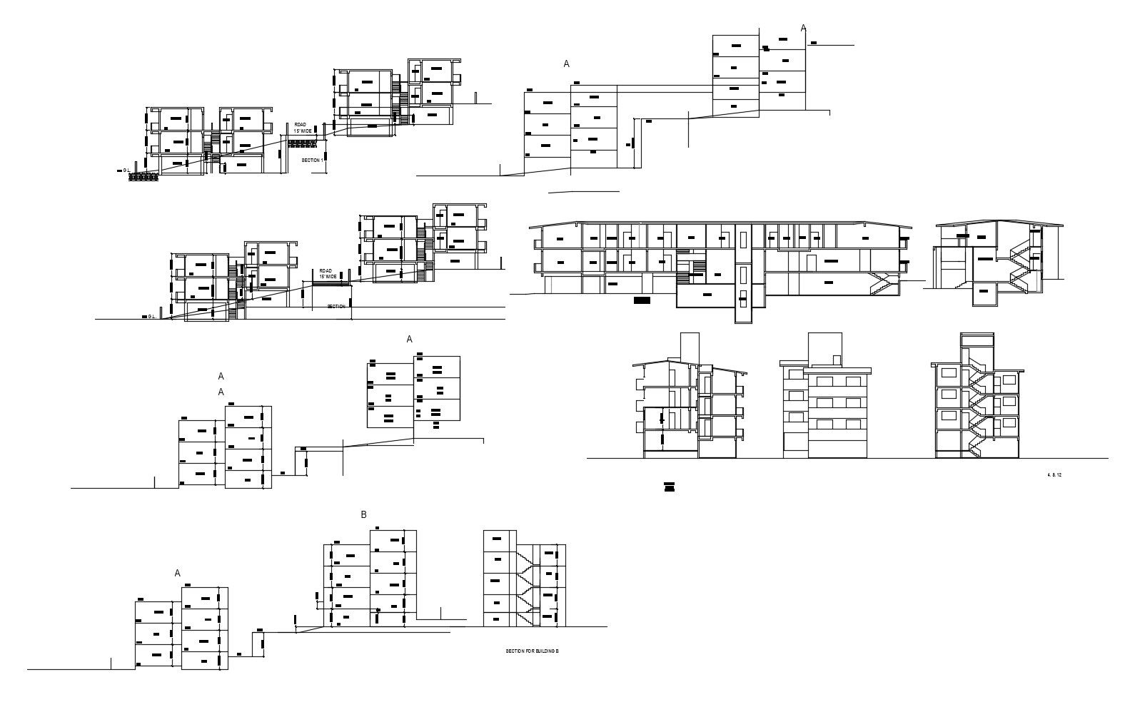 Drawing of the Residential apartment with section and elevation in dwg file 