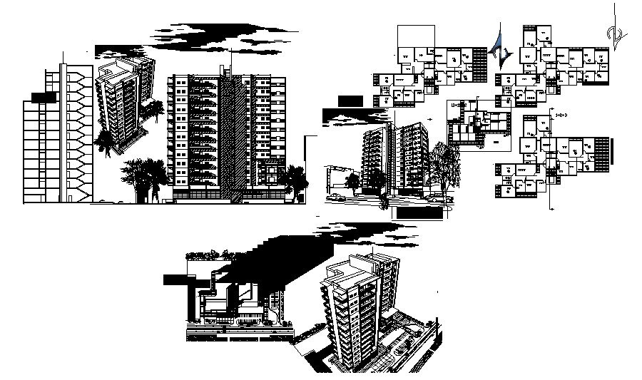 Drawing of the apartment with 3D elevations