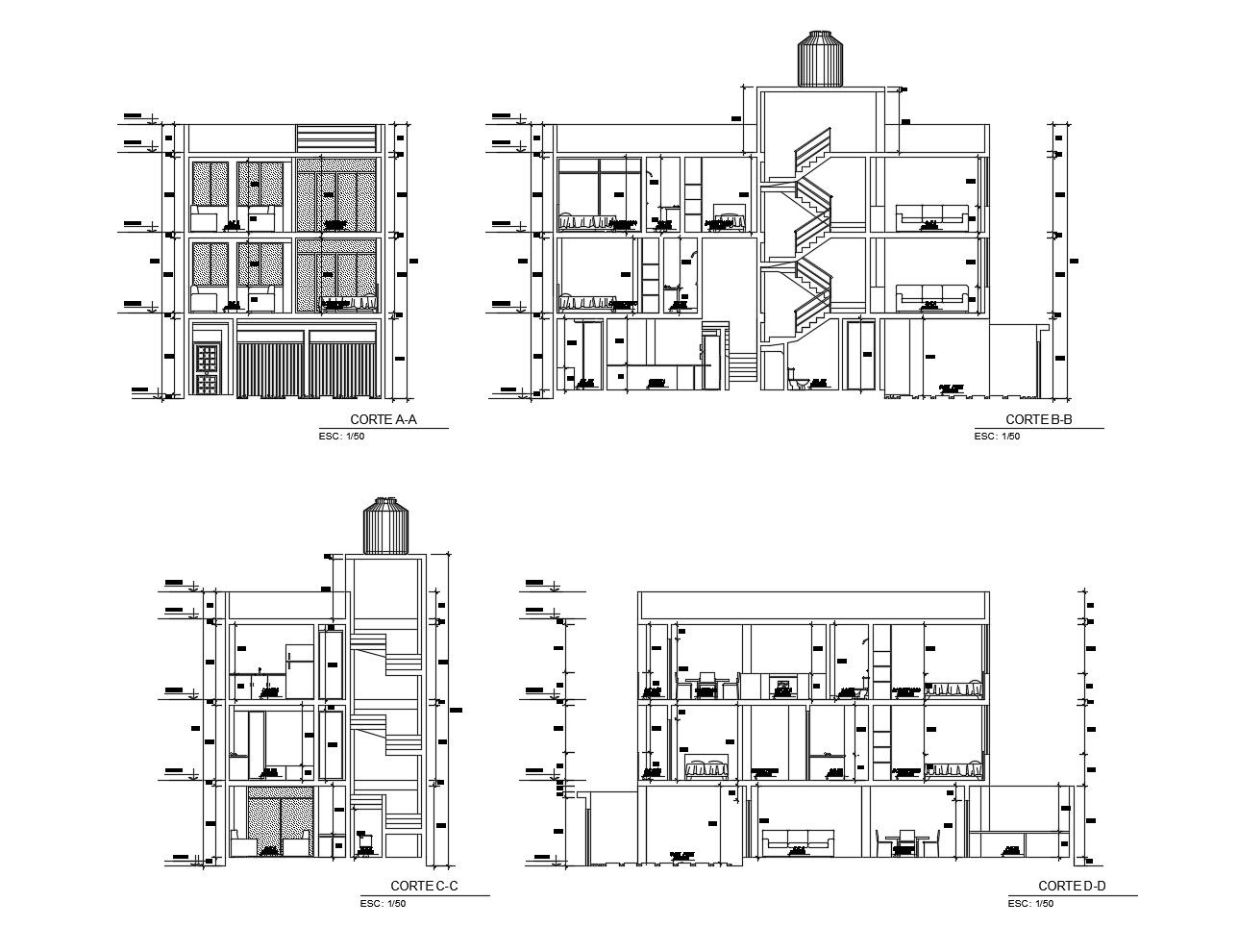Drawing of the apartment with detail dimension in autocad