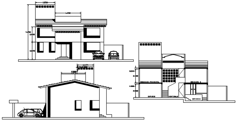 Drawing of the bungalow design in autocad