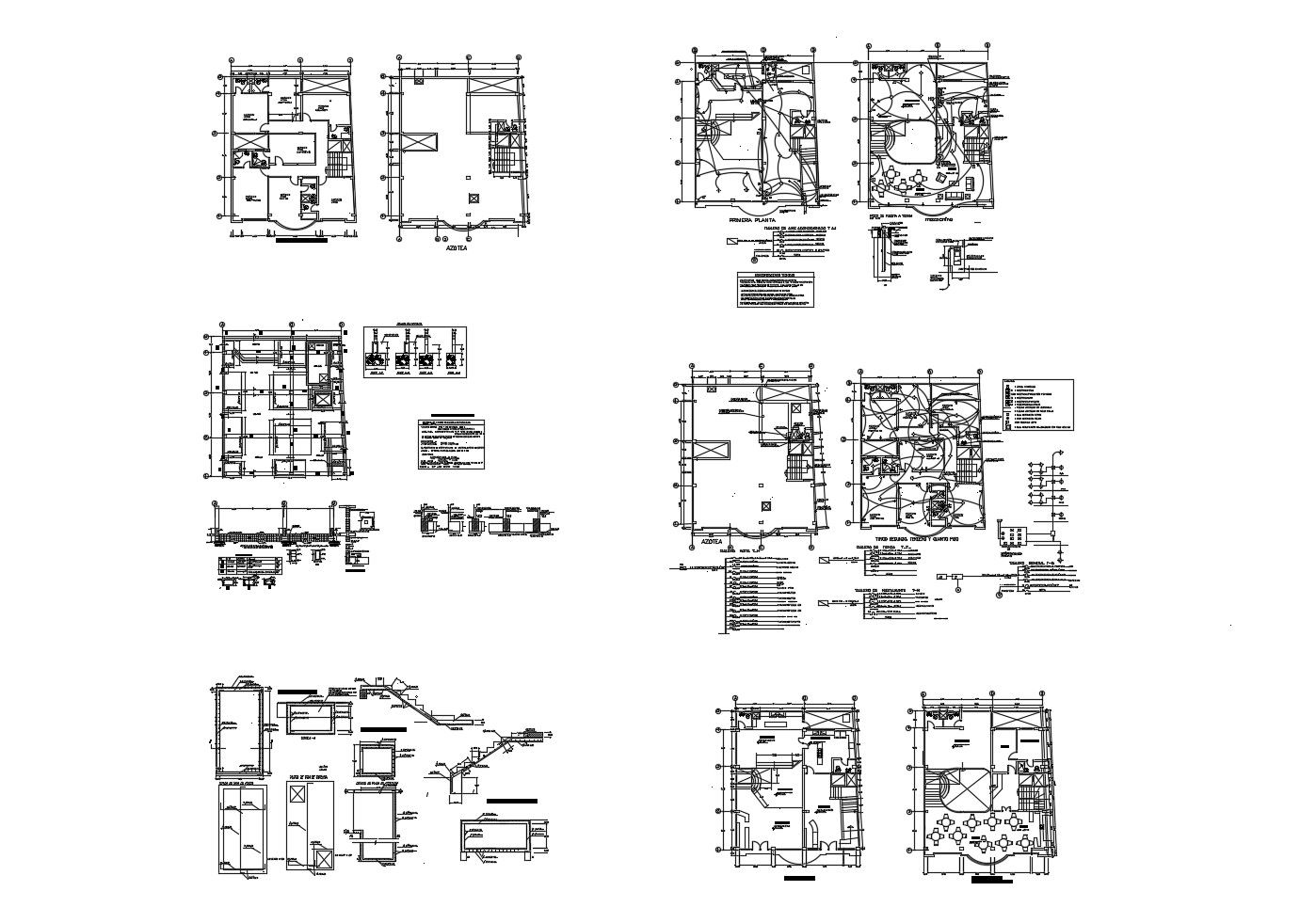 Drawing of the hotel building with foundation plan in AutoCAD