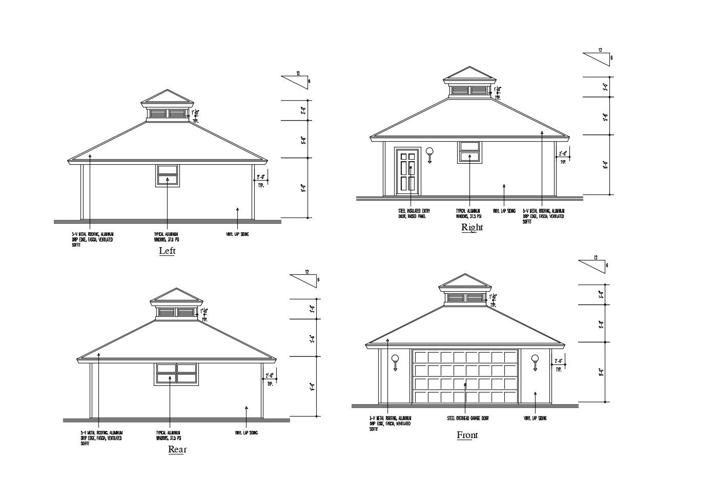 Drawing of the house elevation in dwg file