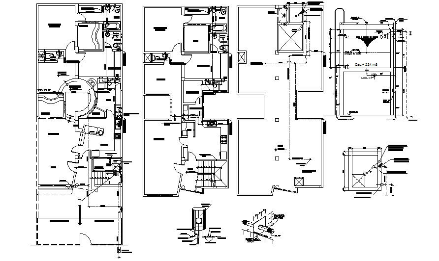 Drawing of the house with electric layout detail in AutoCAD