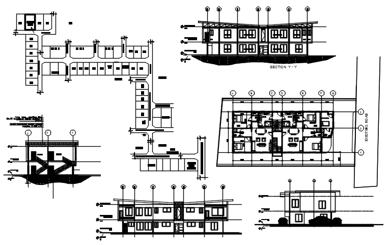 House Plan With Elevation And Section In DWG File