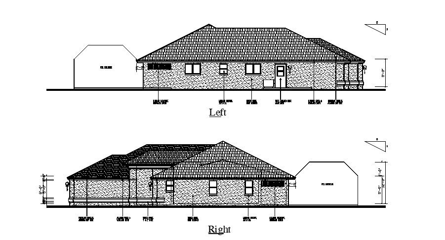 Drawing of the house with elevation in dwg file
