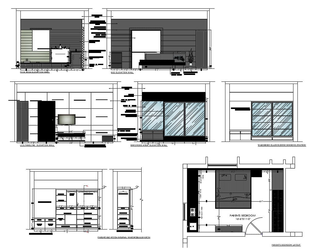 Drawing of the interior house with detail dimension in autocad