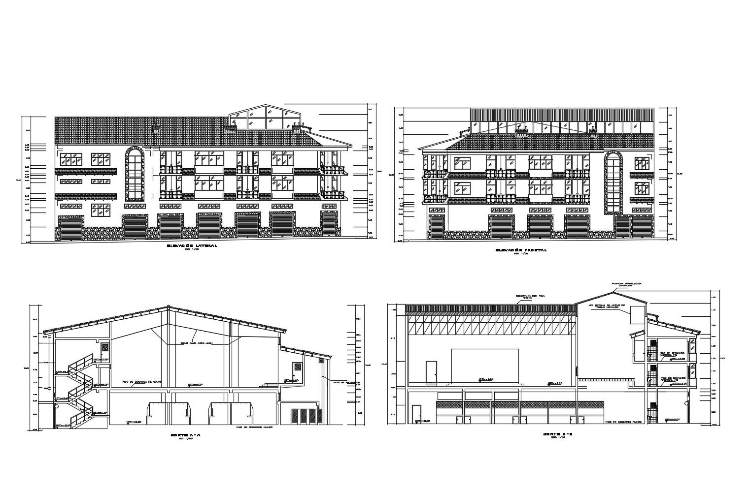 Drawing of the office building with detail dimension in AutoCAD