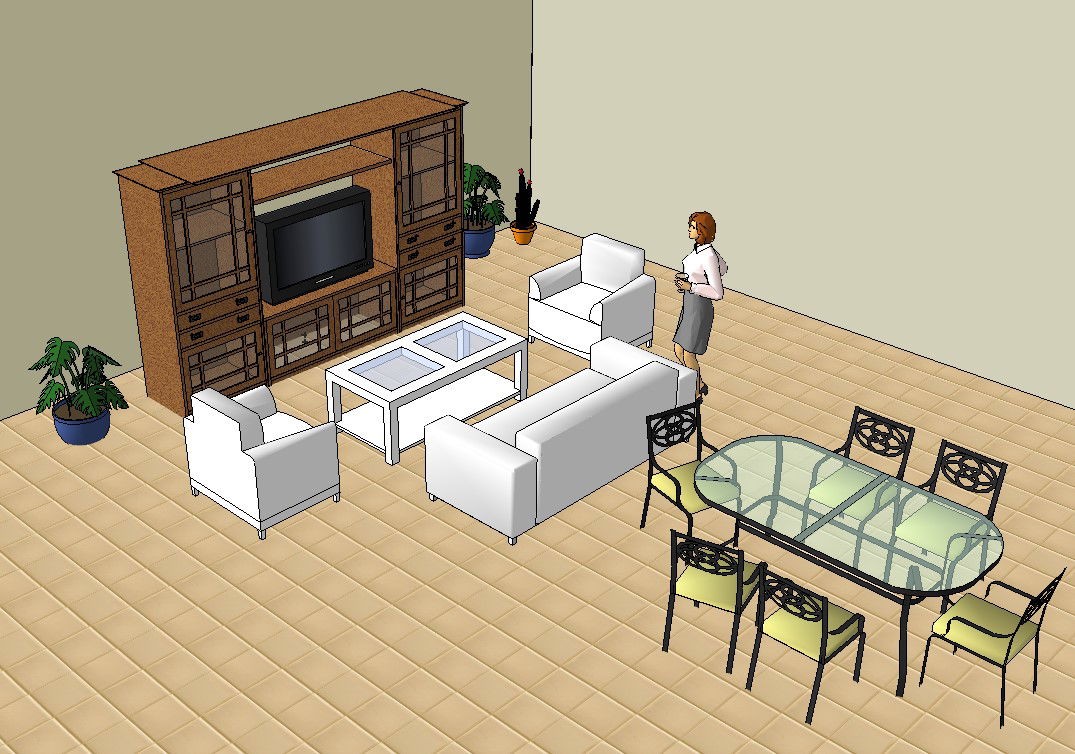 Drawing room 3d for sketch up file