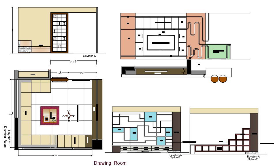 Drawing Room Interior Design CAD Drawing DWG File