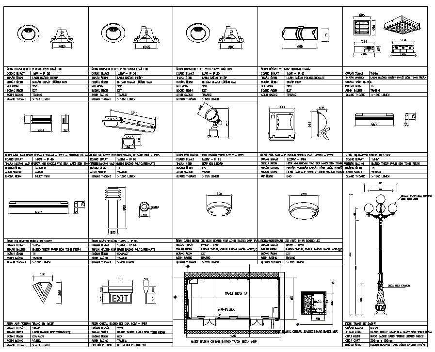 Drawing files having different types of LED light fixtures details.Download the DWG Drawing File.