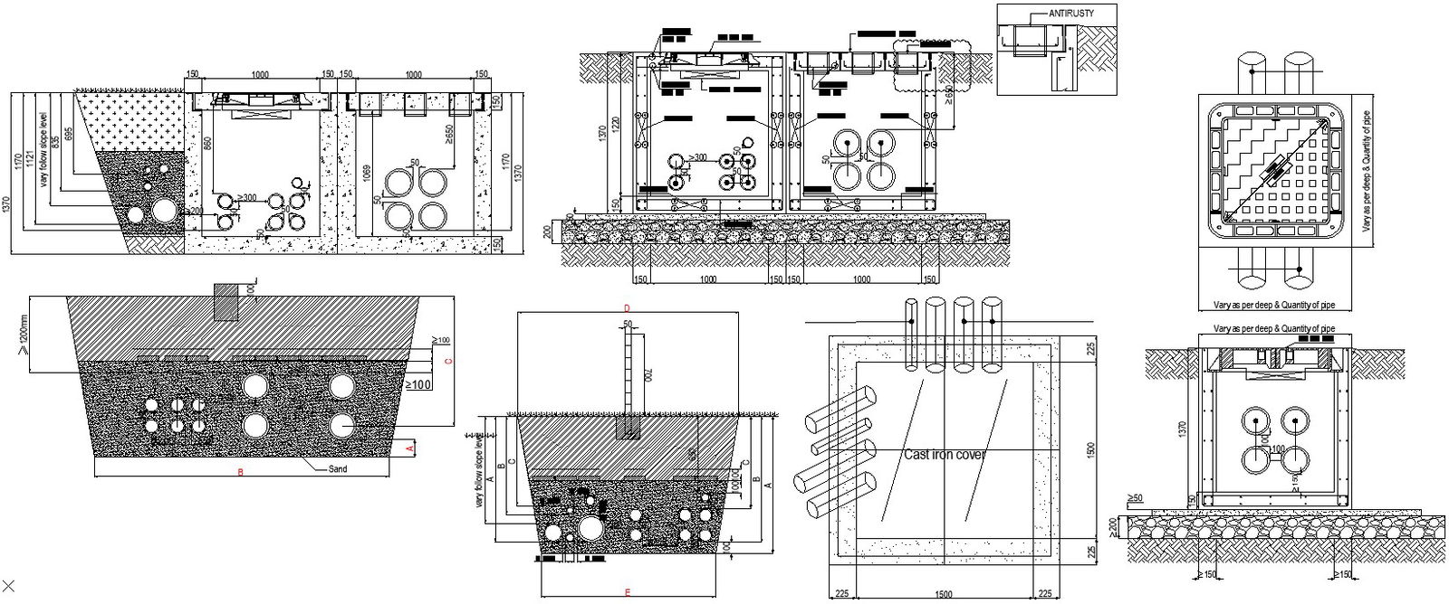 Drawing file showing the details of the manhole detailed section diagram,Download the AutoCAD DWG file.