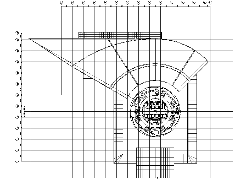 Commercial Building Partial Top View CAD Model DWG File