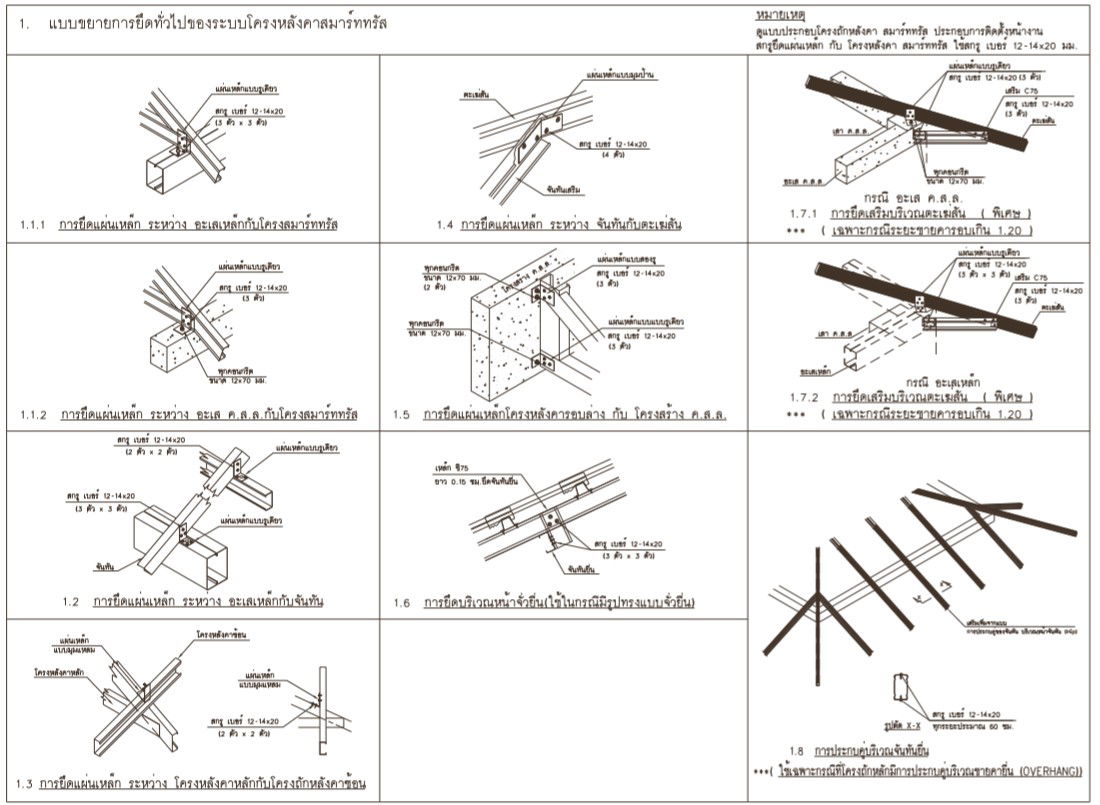 Drawing file showing the details of the ten different types of roof truss tite section plan.Download the DWG file.