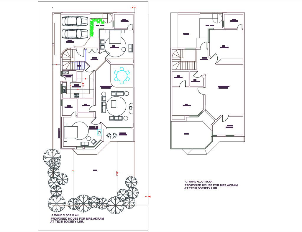 Drawing file shows 39'X65' G+1 House plan 2D DWG file.Download the AutoCAD Drawing file.