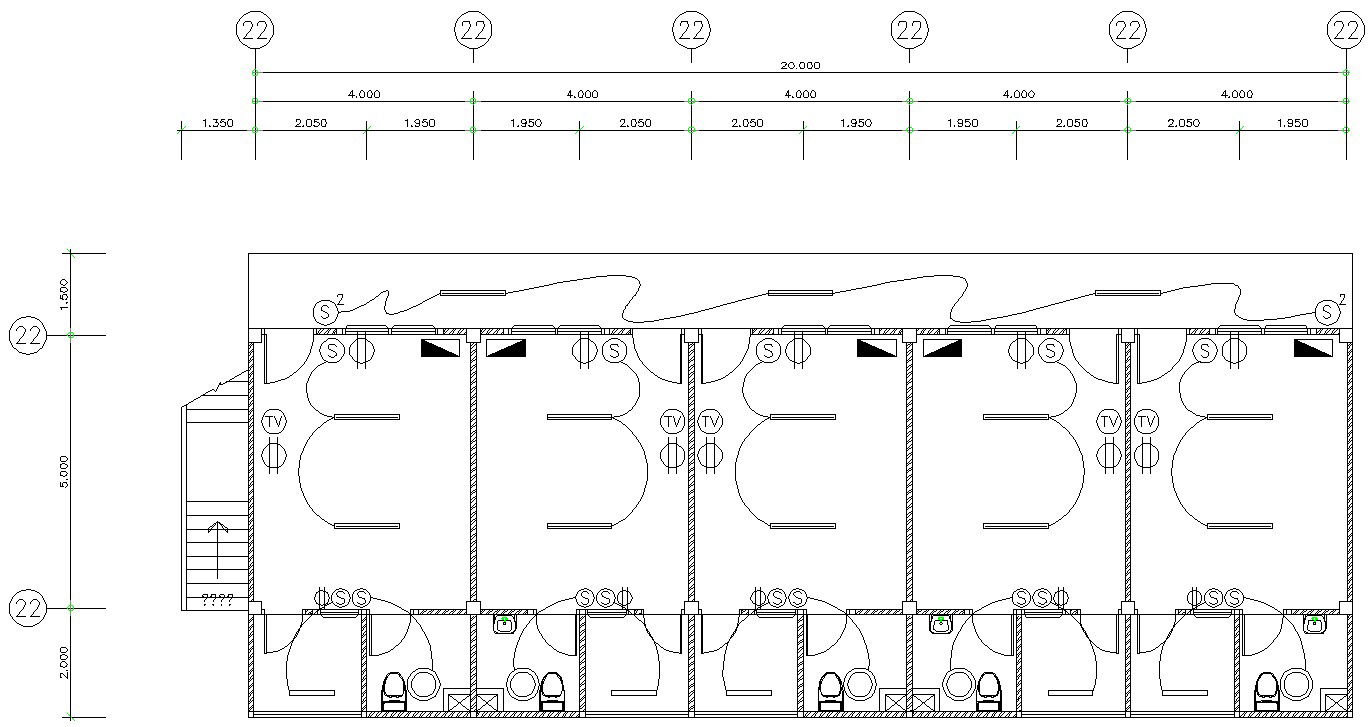Drawing file shows the Floor plan of Single bhk Row apartment house,Download the Autocad dwg file.