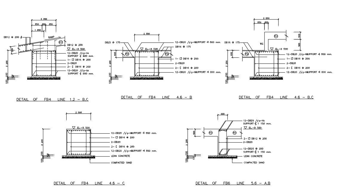 Drawing file shows the details of foundation in the Autocad DWG drawing file. Download the Autocad DWG drawing file.
