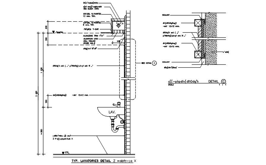 Drawing file shows the typical lavatory details in the Autocad Model. Download the Autocad 2D DWG drawing file.